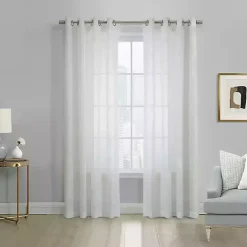 Kirklands Home Curtains & Drapes|Boucle Sheer Single Curtain Panel, 84 in. White