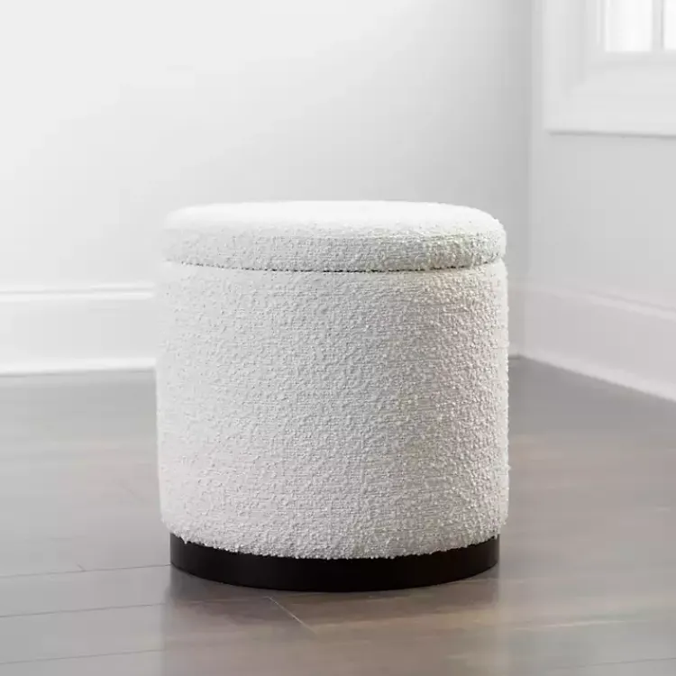 Kirklands Home Benches & Ottomans|Boucle Storage Ottoman White