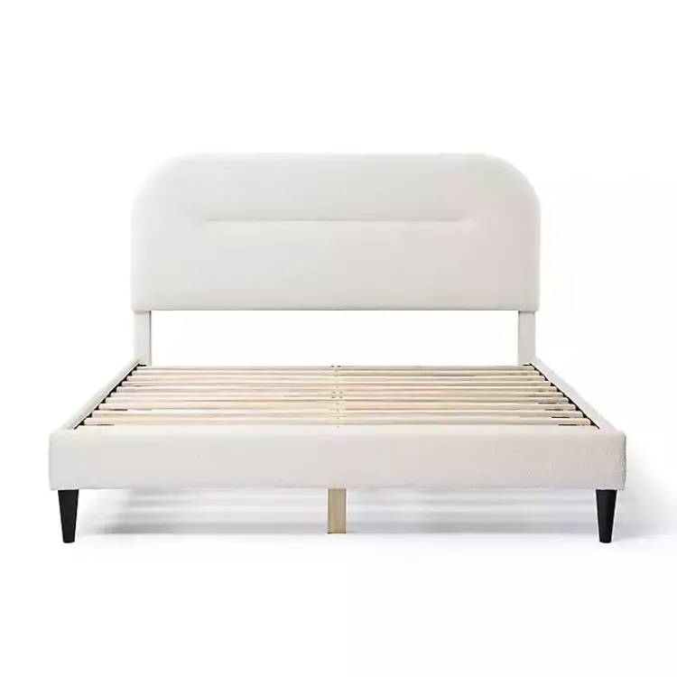 Kirklands Home Beds & Headboards|Boucle Upholstered Sara Queen Bed White
