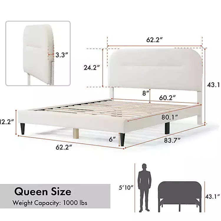 Kirklands Home Beds & Headboards|Boucle Upholstered Sara Queen Bed White