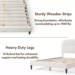 Kirklands Home Beds & Headboards|Boucle Upholstered Sara Queen Bed White