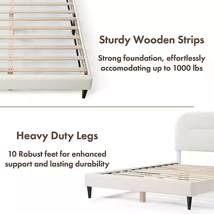 Kirklands Home Beds & Headboards|Boucle Upholstered Sara Queen Bed White