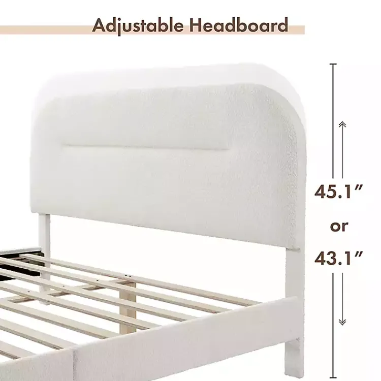 Kirklands Home Beds & Headboards|Boucle Upholstered Sara Queen Bed White