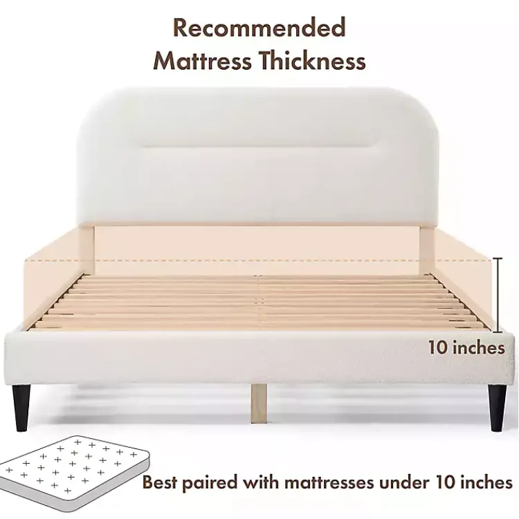 Kirklands Home Beds & Headboards|Boucle Upholstered Sara Queen Bed White