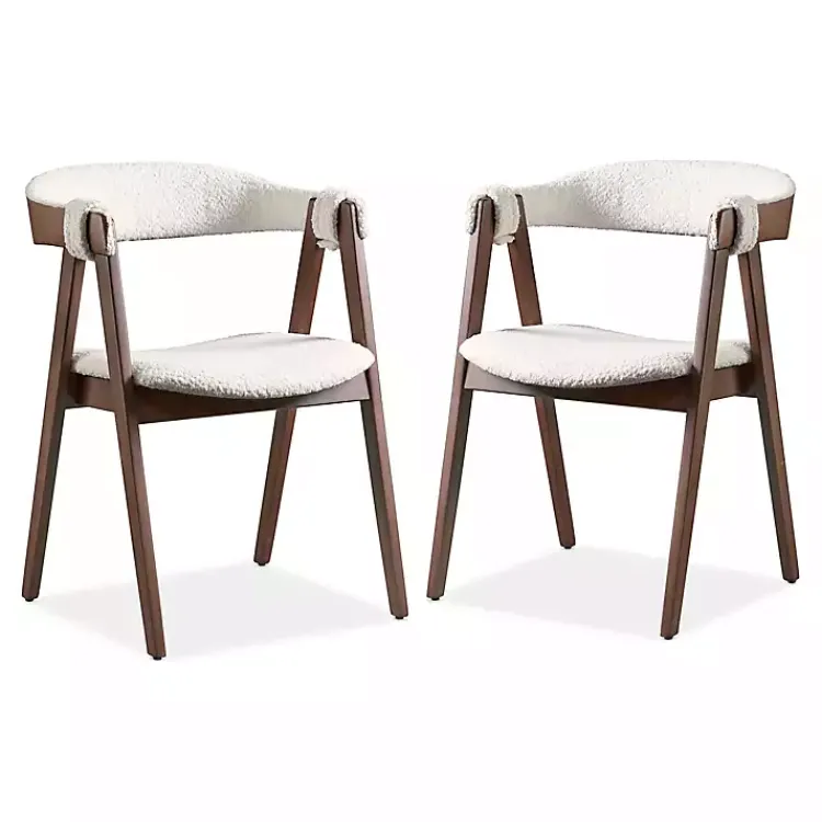 Kirklands Home Dining Chairs|Boucle Wood Penny Dining Chairs, Set of 2 White