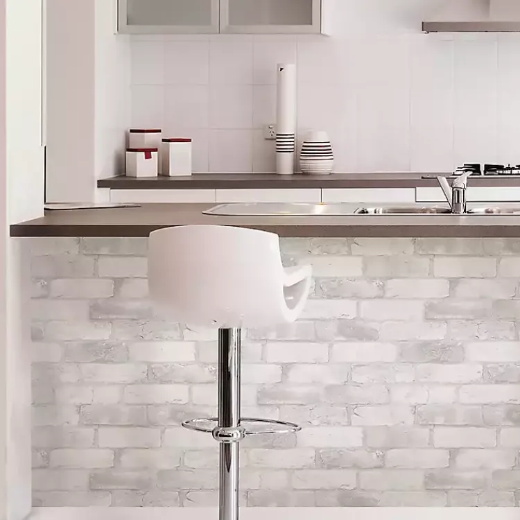 Kirklands Home Wall Murals & Wallpaper|White Brick Peel & Stick Wallpaper