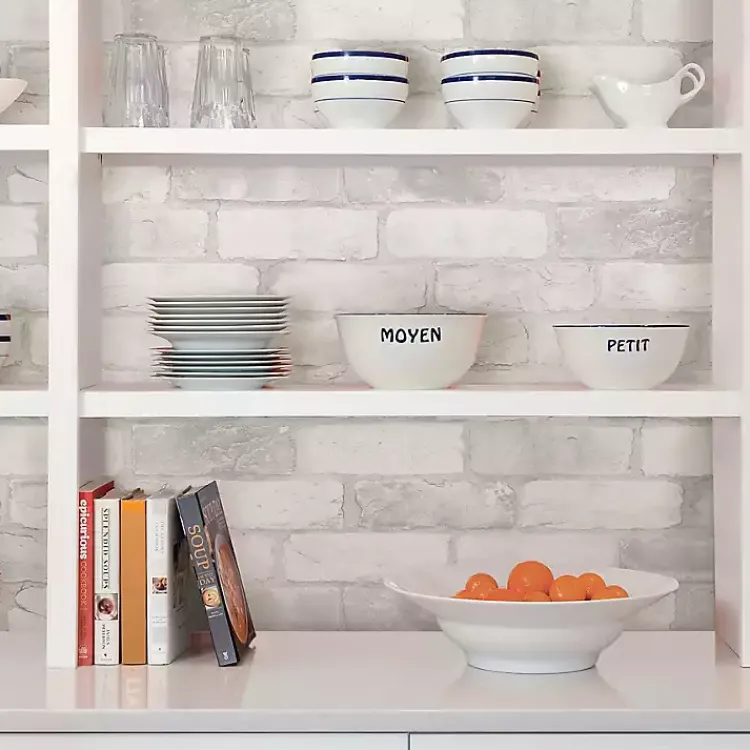 Kirklands Home Wall Murals & Wallpaper|White Brick Peel & Stick Wallpaper