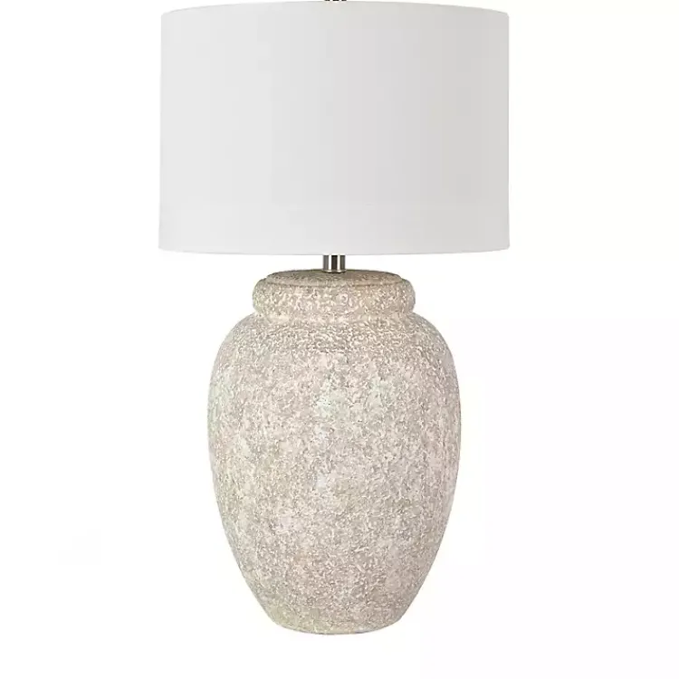Kirklands Home Table Lamps|White Brush Textured Table Lamp Ivory