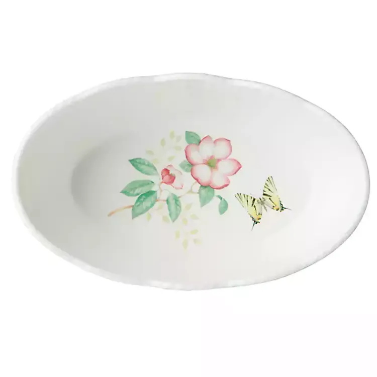 Kirklands Home Serving & Entertaining|White Butterfly Meadow Porcelain Bread Basket
