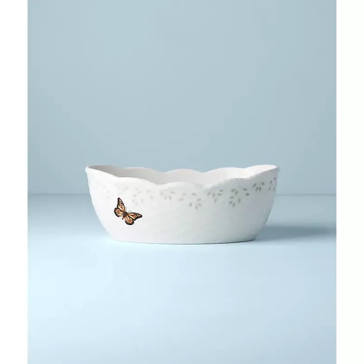 Kirklands Home Serving & Entertaining|White Butterfly Meadow Porcelain Bread Basket