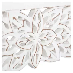 Kirklands Home Shelves|White Carved Floral Decorative Wall Shelf