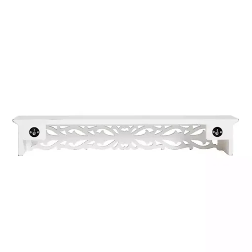 Kirklands Home Shelves|White Carved Floral Wall Shelf