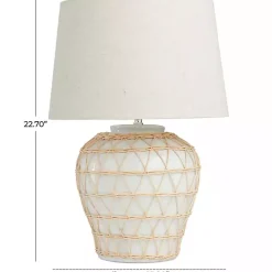 Kirklands Home Table Lamps|Ceramic and Jute Woven Table Lamp White