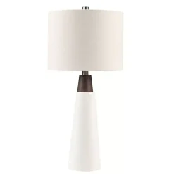 Kirklands Home Table Lamps|Ceramic and Wood Cone Table Lamp White