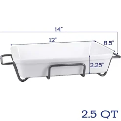 Kirklands Home Bakeware & Cookware|Ceramic Baker and Pie Dish Set with Racks White