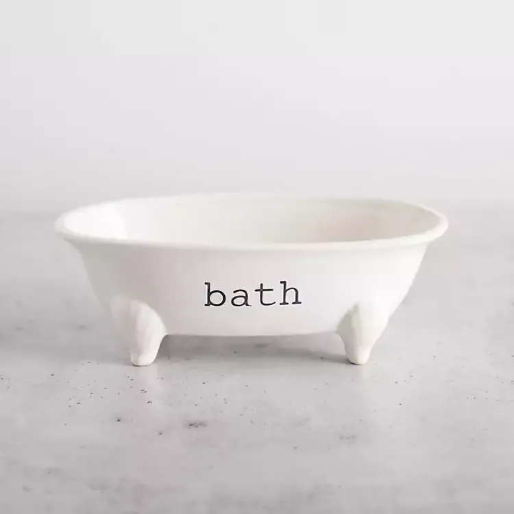 Kirklands Home Bathroom Accessories|Ceramic Bathtub Dish White