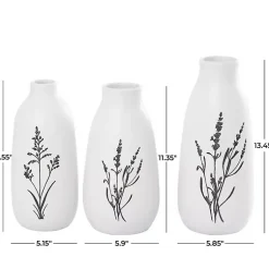 Best White Ceramic Botanical Print Vases, Set of 3 Vases