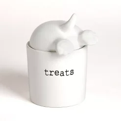 Kirklands Home Pet Dishes & Canisters|Ceramic Dog Treat Canister White