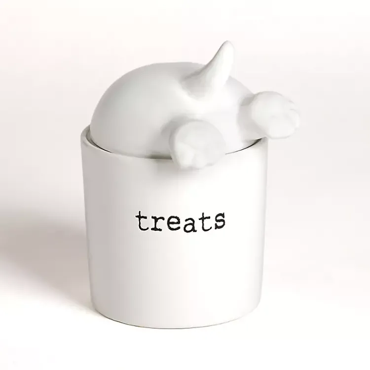 Kirklands Home Pet Dishes & Canisters|Ceramic Dog Treat Canister White