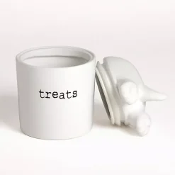 Kirklands Home Pet Dishes & Canisters|Ceramic Dog Treat Canister White