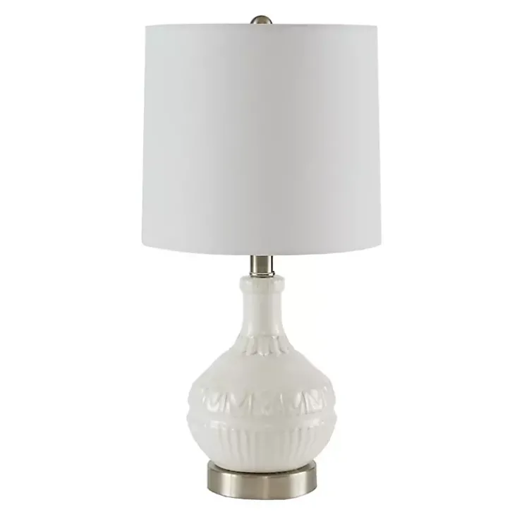 Kirklands Home Table Lamps|Ceramic Embossed Table Lamp White