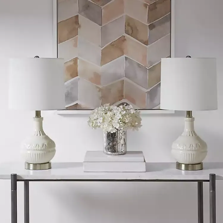 Kirklands Home Table Lamps|Ceramic Embossed Table Lamp White