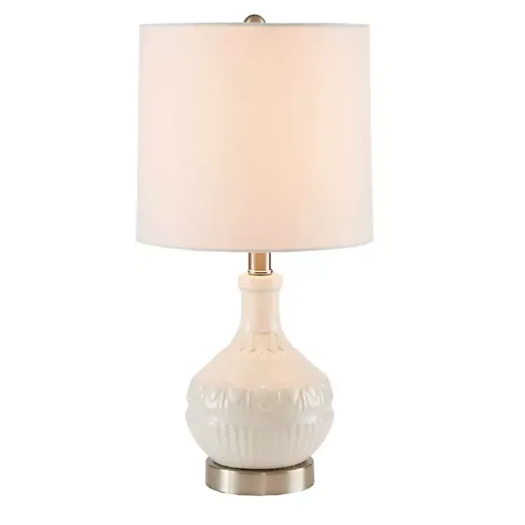 Kirklands Home Table Lamps|Ceramic Embossed Table Lamp White