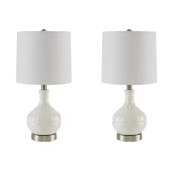 Kirklands Home Table Lamps|Ceramic Embossed Table Lamp White