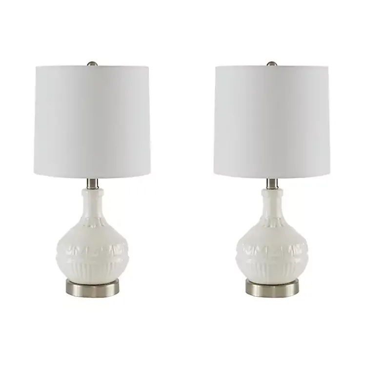 Kirklands Home Table Lamps|Ceramic Embossed Table Lamp White
