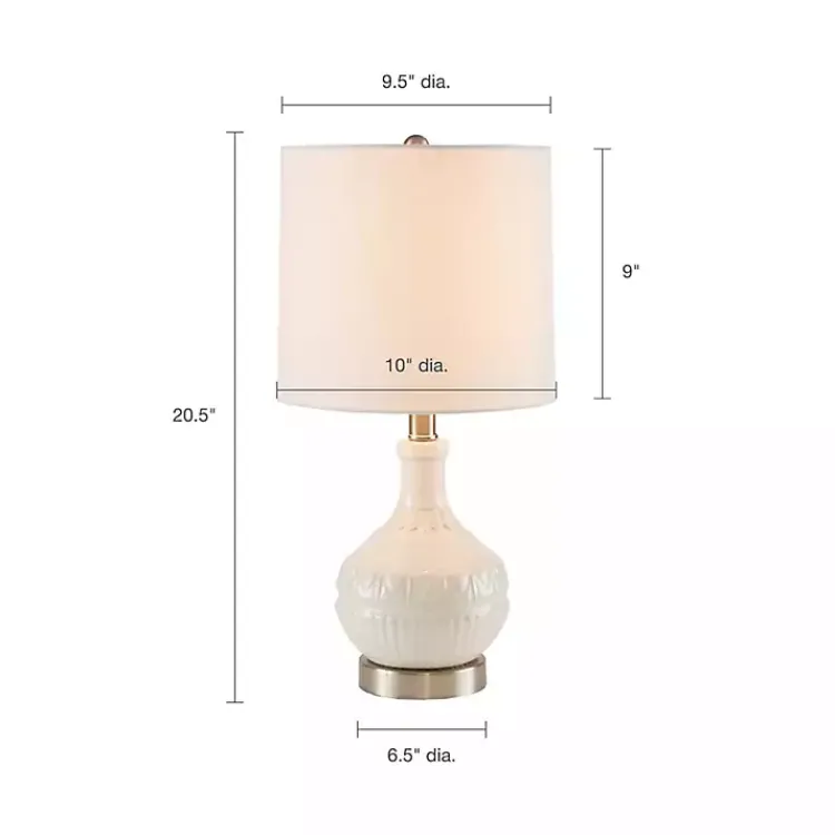 Kirklands Home Table Lamps|Ceramic Embossed Table Lamp White