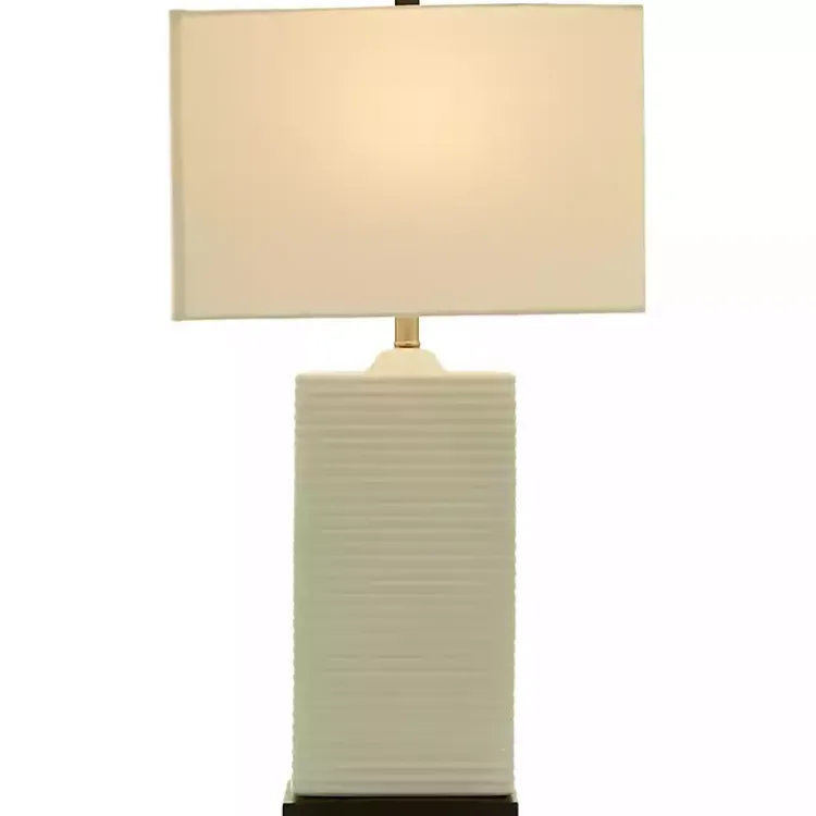 Kirklands Home Table Lamps|Ceramic Fluted Rectangular Table Lamp White