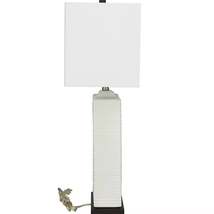 Kirklands Home Table Lamps|Ceramic Fluted Rectangular Table Lamp White