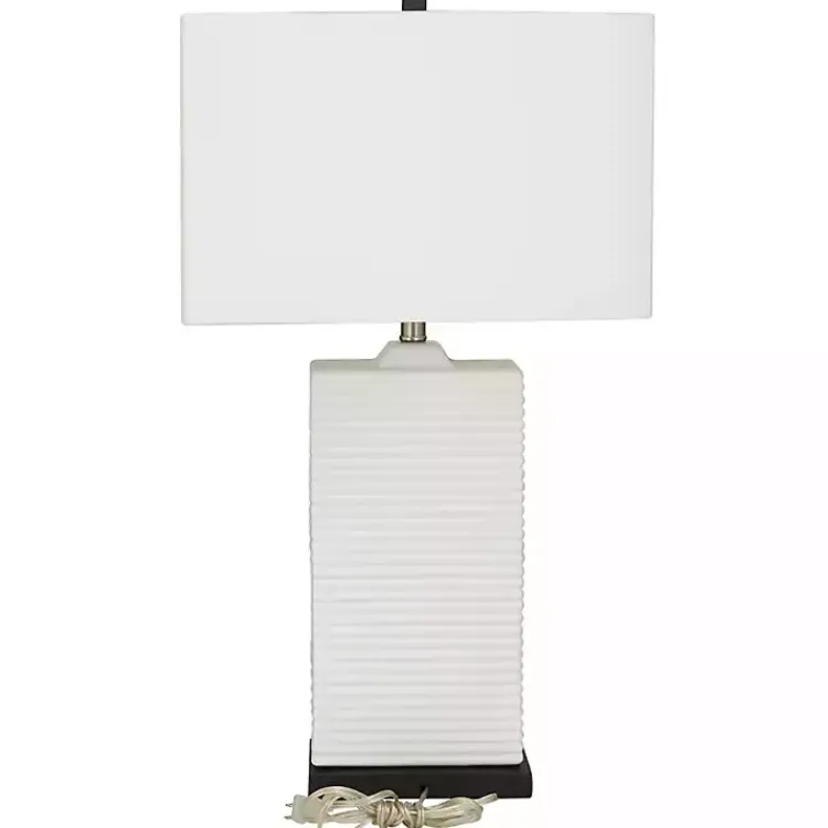 Kirklands Home Table Lamps|Ceramic Fluted Rectangular Table Lamp White