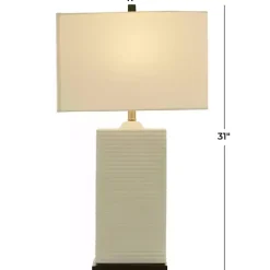Kirklands Home Table Lamps|Ceramic Fluted Rectangular Table Lamp White