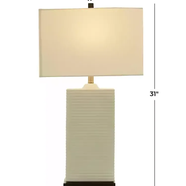 Kirklands Home Table Lamps|Ceramic Fluted Rectangular Table Lamp White