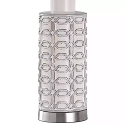 Kirklands Home Table Lamps|White Ceramic Geometric Table Lamp with Shade Blue