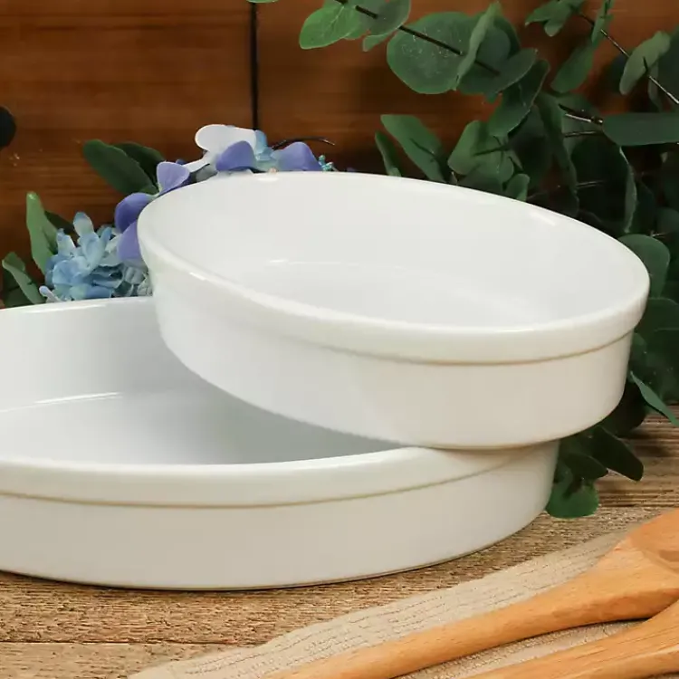 Kirklands Home Bakeware & Cookware|Ceramic Oval Bakers, Set of 2 White