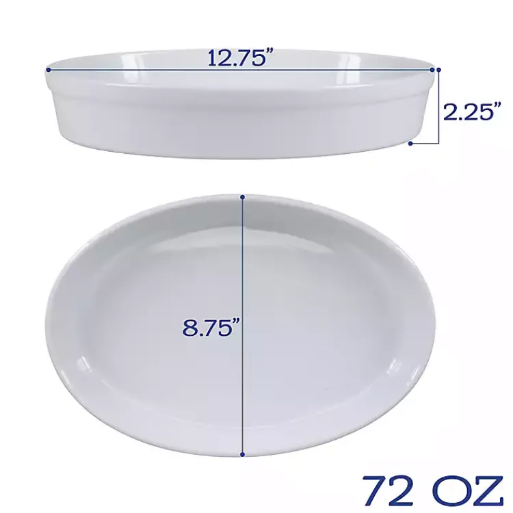 Kirklands Home Bakeware & Cookware|Ceramic Oval Bakers, Set of 2 White