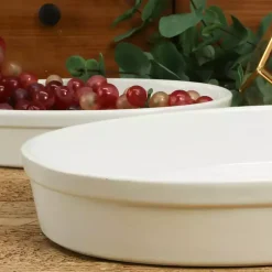 Kirklands Home Bakeware & Cookware|Ceramic Oval Bakers, Set of 2 White