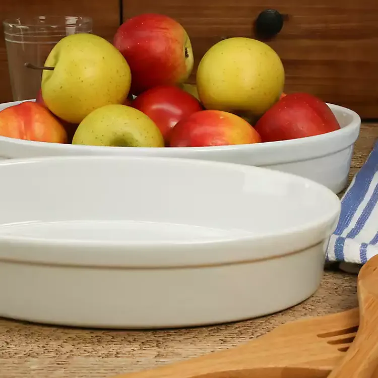 Kirklands Home Bakeware & Cookware|Ceramic Oval Bakers, Set of 2 White