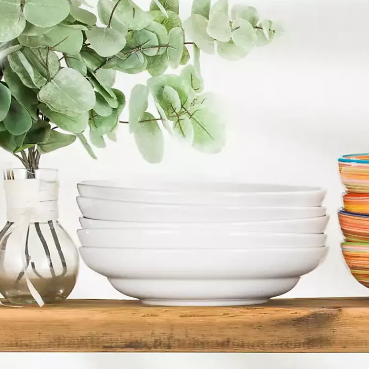 Kirklands Home Dinnerware|Ceramic Pasta Bowls, Set of 4 White