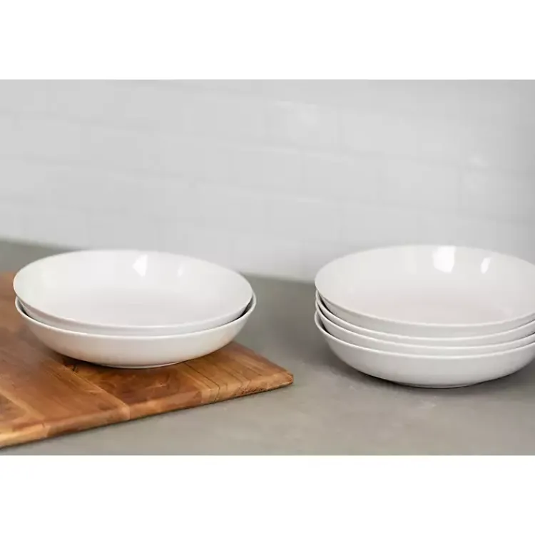 Kirklands Home Dinnerware|Ceramic Round Dinner Bowls, Set of 6 White