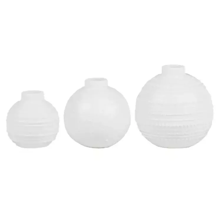 Hot Ceramic Round Textured Mini Vases, Set of 3 Vases
