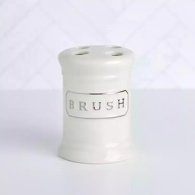 Kirklands Home Bathroom Accessories|Ceramic Toothbrush Holder White
