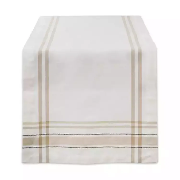 Kirklands Home Table Linens|Chambray French Stripe Table Runner, 72 in. White