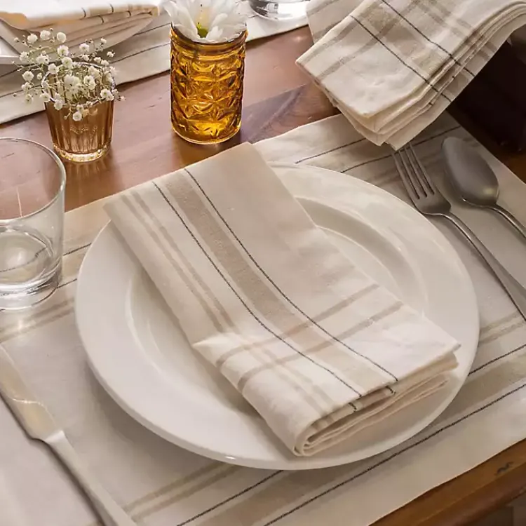 Kirklands Home Table Linens|Chambray French Stripe Napkins, Set of 6 White