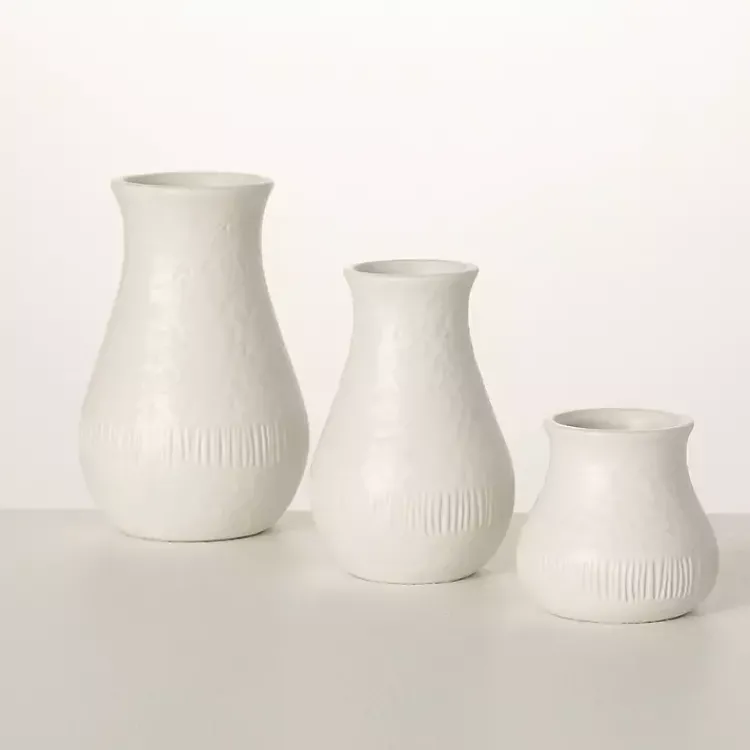 Chiffon Stone Vases, Set of 3 Vases