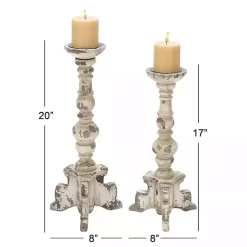 New Chipped Wood Pillar Candle Holders, Set of 2 Candle Holders