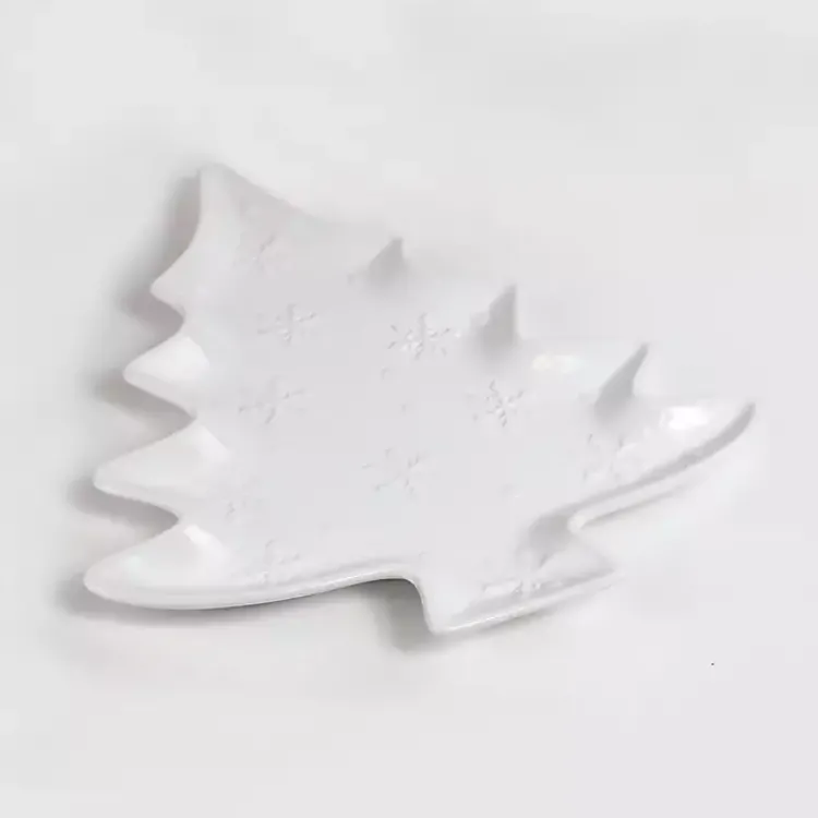 Kirklands Home Serving & Entertaining|Christmas Tree & Snowflakes Serving Platter White
