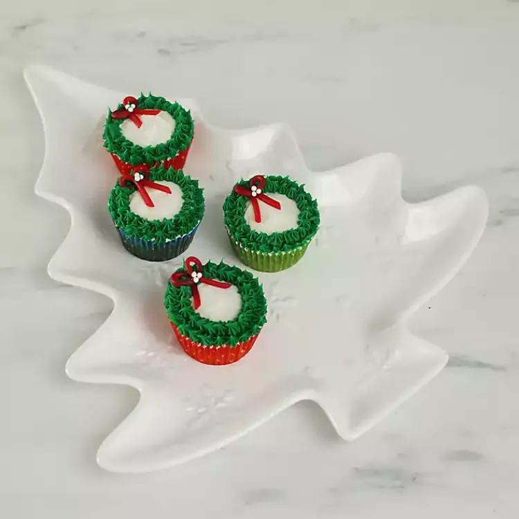 Kirklands Home Serving & Entertaining|Christmas Tree & Snowflakes Serving Platter White